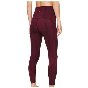 Lululemon 6 In Movement Leggings Everlux Linear Spray Dye White Garnet